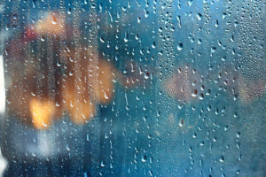 Looking through a rainy window caused by Hurricane Ian